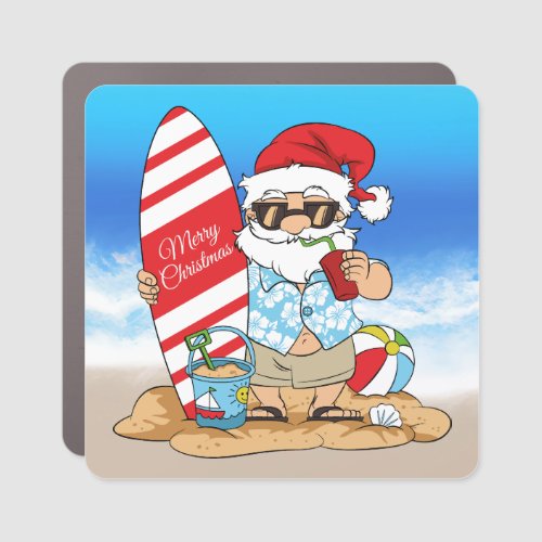 Surfboard Santa Car Magnet