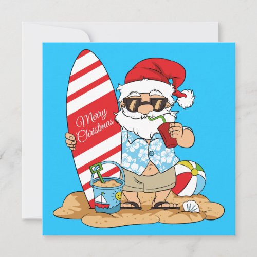 Surfboard Santa Greeting Card
