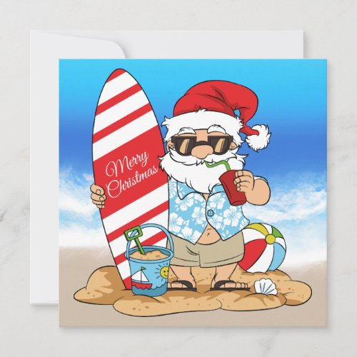 Surfboard Santa Greeting Card