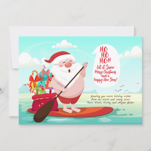 Surfboard Santa Holiday Greeting Card