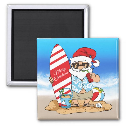 Surfboard Santa Magnet