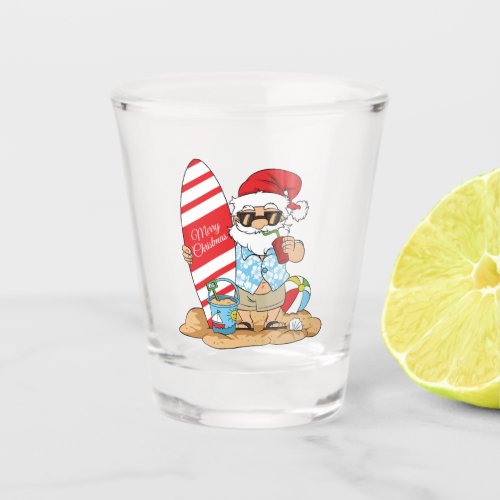 Surfboard Santa Shot Glass