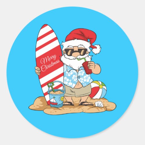 Surfboard Santa Stickers