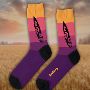 Surfboard Silhouette on Boudoir Suite Color Socks