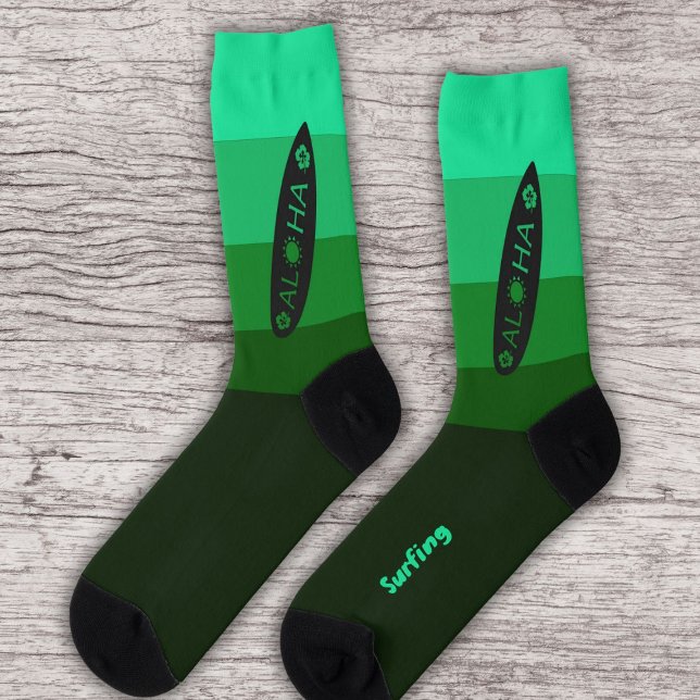 Surfboard Silhouette on Terminal Greens Color Socks (Creator Uploaded)