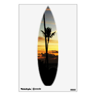 Surfboard  Sunset Palm Tree Silhouette Wall Decal