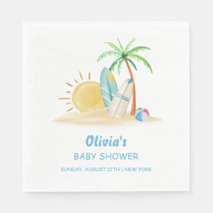 Surfboard Sunshine Beach Palm Tree Baby Shower  Napkins