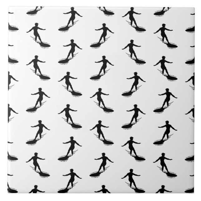 Surfboard Surfing Pattern CUSTOM BACKGROUND COLOR Ceramic Tile (Front)