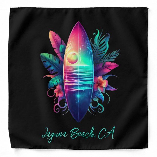Surfboard Tropical Beach- Bandana (Front)