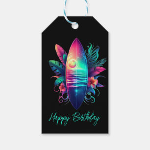 Surfboard Tropical Beach- Gift Tags