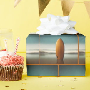 Surfboard Upright In Beach Sand Wrapping Paper