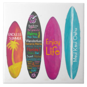 Surfboard Wall Aloha Ceramic Tile