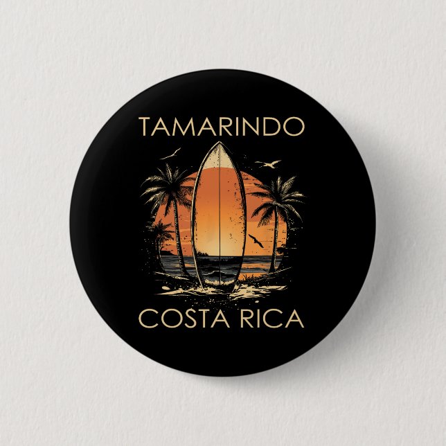 Surfboarder Tamarindo Costa Rica Beach Surfing Sur Button (Front)
