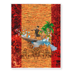 Surfboarder, tropical design temporary tattoos
