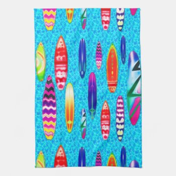 Surfboards 1 Kitchen Towels by Ronspassionfordesign at Zazzle