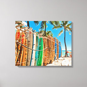 Surfboards at Waikiki Beach, Hawaii Canvas Print