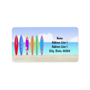 Surfboards Beach Address Labels