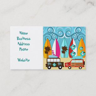 Surfboards Beach Bum Surfing Hippie Vans Business Card
