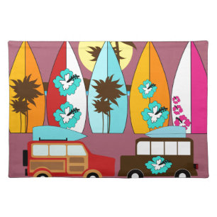 Surfboards Beach Bum Surfing Hippie Vans Placemat