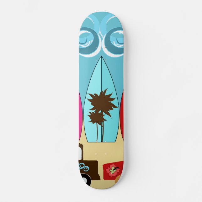 Surfboards Beach Bum Surfing Hippie Vans Skateboard Deck (Front)