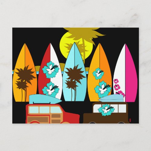 Surfboards Beach Bum Surfing Surfer Hippie Vans Postcard