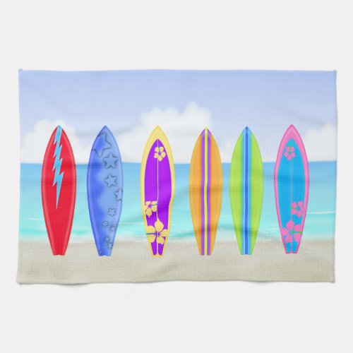 Surfboards Beach Kitchen Towel
