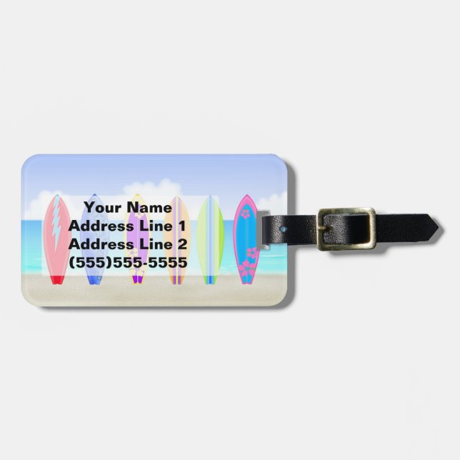 Surfboards Beach Luggage Tag (Front Horizontal)