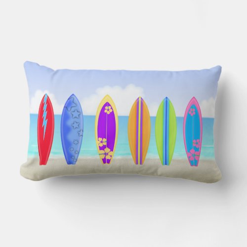 Surfboards Beach Lumbar Pillow