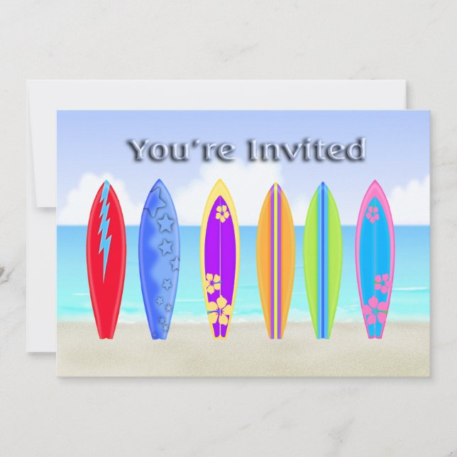 Surfboards Beach Party Invitations (Front)