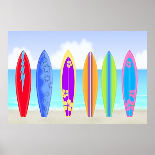 Surfboards Beach PosterPrint Poster