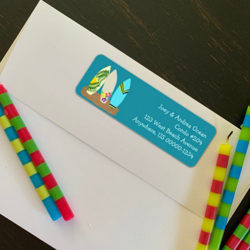 Surfboards Beach Themed Return Address Label