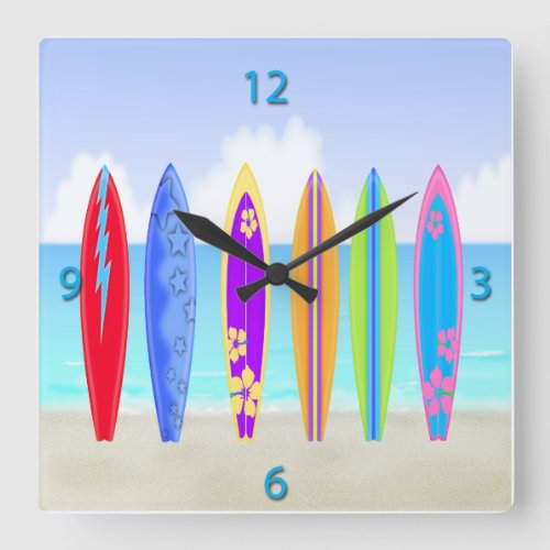 Surfboards Beach  Wall Clocks