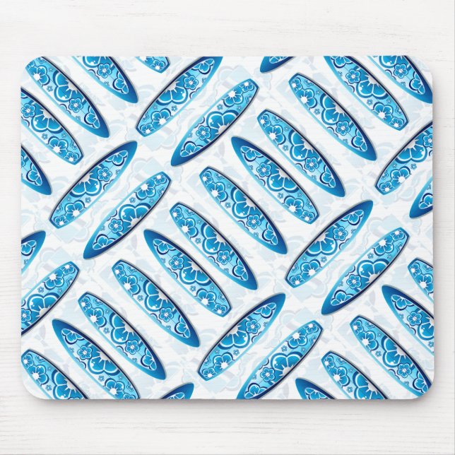 Surfboards Blue Pattern Mouse Pad (Front)