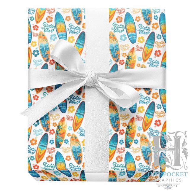 Surfboards Gift Wrapping Paper in White (Creator Uploaded)
