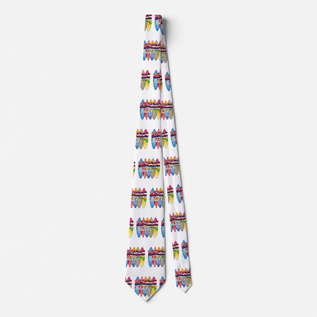 Surfboards Hawaii Flag Neck Tie (Front)