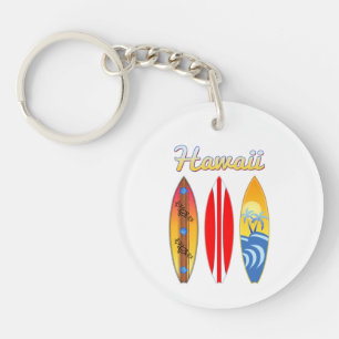 Surfboards Hawaii Islands Keychain