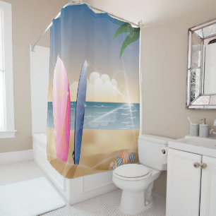 Surfboards Ocean Beach Decor Shower Curtain