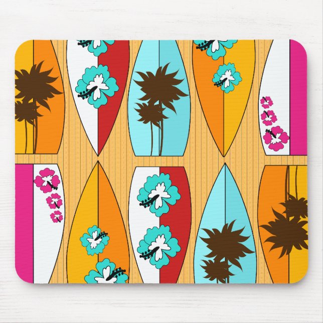 Surfboards on the Boardwalk Summer Beach Theme Mouse Pad (Front)