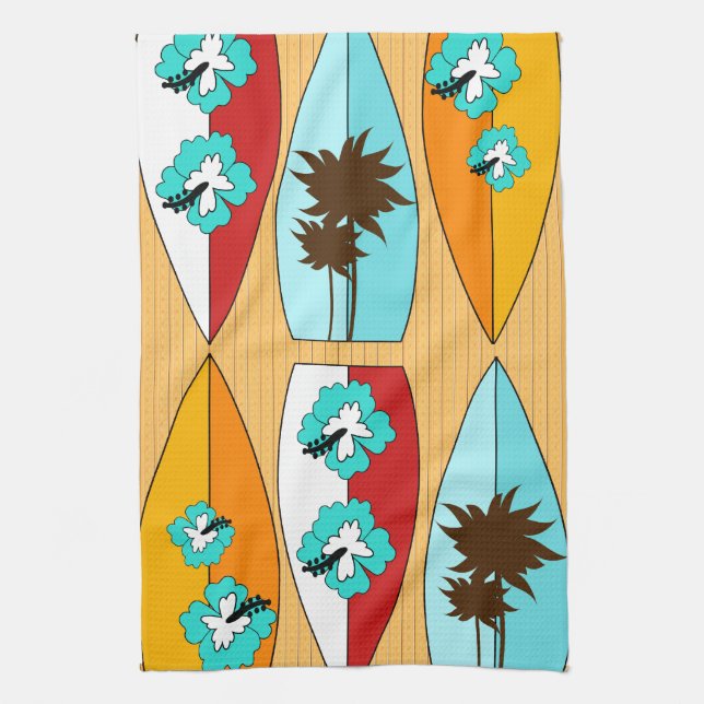 Surfboards on the Boardwalk Summer Beach Theme Towel (Vertical)