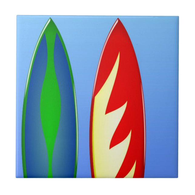 Surfboards retro surf ceramic tile (Front)