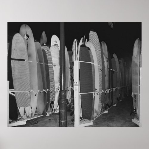 SURFBOARDS SLEEPING FOR THE NIGHT _ WAIKIKI POSTER
