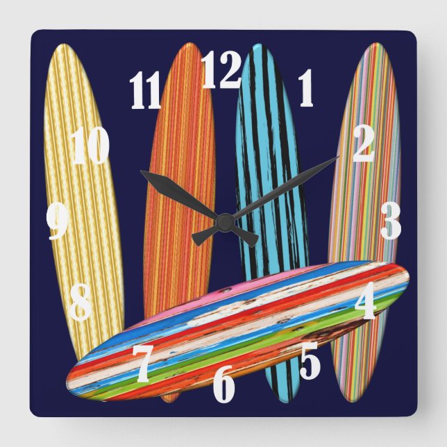 Surfboards Square Wall Clock (Front)