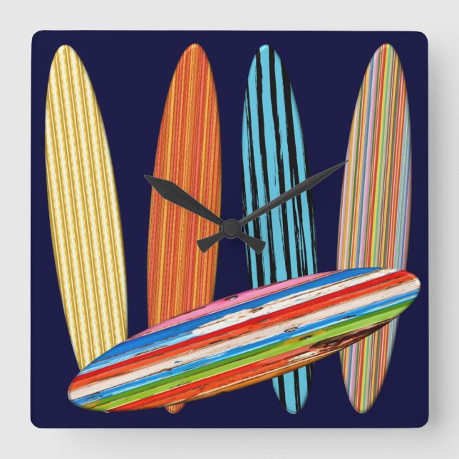 Surfboards Square Wall Clock (Front)