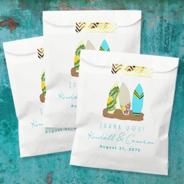 Surfboards Thank You Wedding Shower Favor Bags (Creator Uploaded)