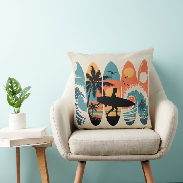 Surfboards Throw Pillow (Chair)