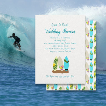Surfboards Wedding Shower For Couple Invitation by sandpiperWedding at Zazzle