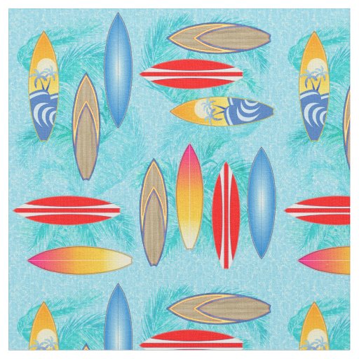 Surfbooards And Palm Trees Fabric