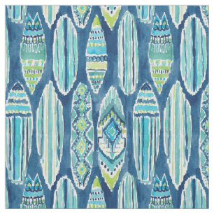 SURFBORTS Watercolor Tiki Surfboard Pattern Fabric