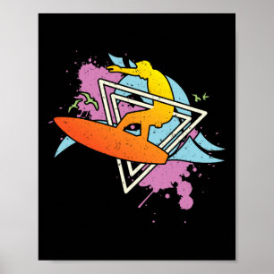 Surfer 80s 90s Vaporwave Surfboard Poster