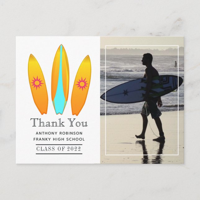 Surfer Adventure Graduation Party Postcard (Front)